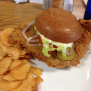 Tenderloin is AWESOME!!! Chips had no seasoning or salt.. Next time will pay extra for a different side.