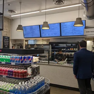 A look at the prep area and the island of drinks.