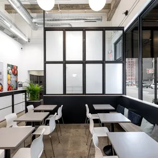 a view of the dining area