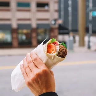 Falafel pita sandwich to go!