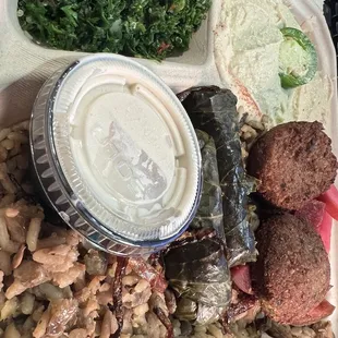 Mediterranean Bowl (w/ Falafel &amp; Grape Leaves)