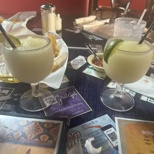 House frozen margaritas. Very good. Not too acidic. Just right