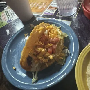 Puffy taco. Meat was delicious. Home made tortillas.