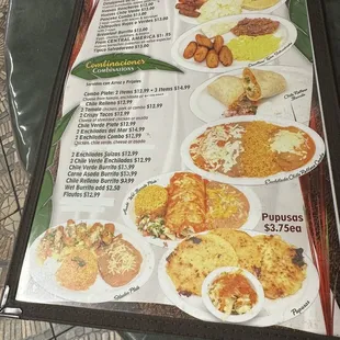 a menu for a restaurant