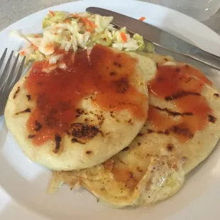 Cheese pupusas, with the most delicious curtido I have personally ever had :)