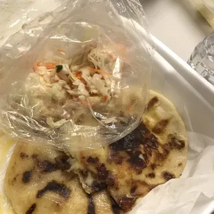 Pupusa with cheese and chicharron