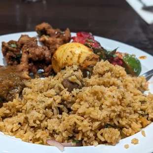 Mutton Biriyani, Mutton Curry, Chicken Fry and Masala Egg