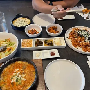 a table full of food