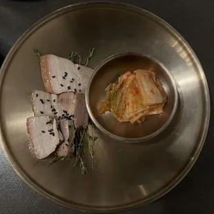 Boiled pork and kimchi