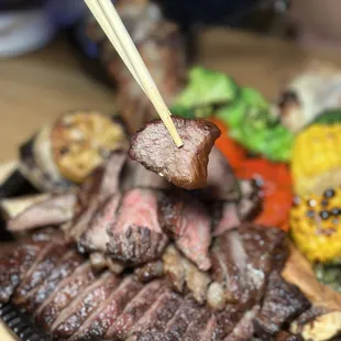 The asado plate came with chimichurri and steak sauce