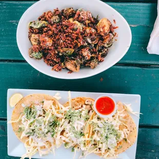 Chicken Carnitas Street Tacos (3) Maple-Dijon Brussels Sprouts