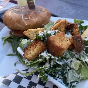 Romesco chicken sandwich &amp; kale Caesar salad