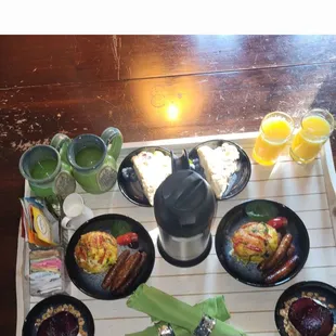 A shot of our tray delivered to our room.