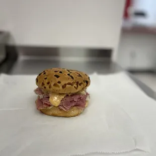 a sandwich on a napkin