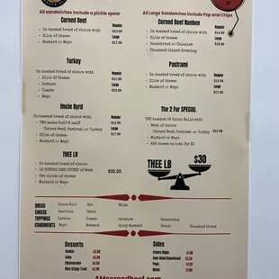 menu