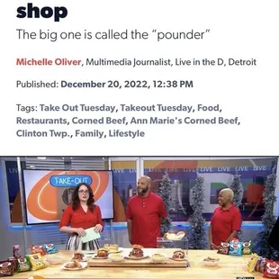 Ann Marie&apos;s was featured on &quot;Tasty Tuesday&quot; Live in the D. Corned Beef sandwiches for the Win!!