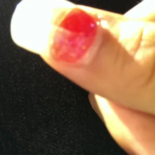 Uneven there not smooth and she missed multiple areas and left chips