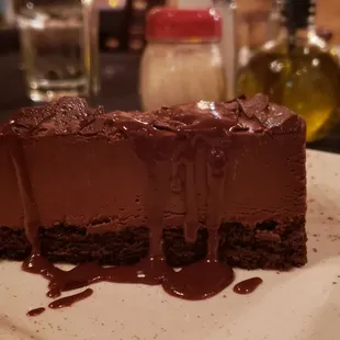 a piece of chocolate cake on a plate