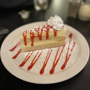 a slice of cheesecake on a plate