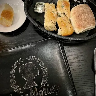 Fresh baked bread while perusing the menu.