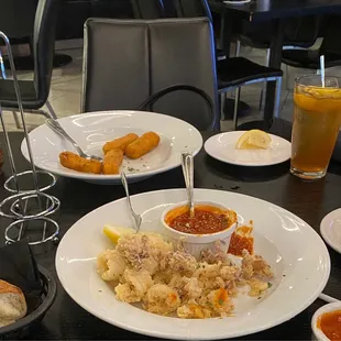 Fried Calamari and mozzarella sticks