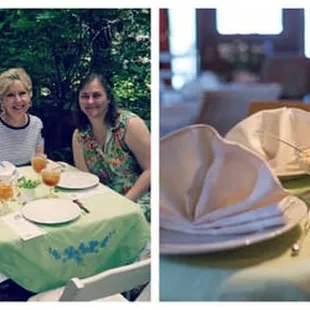 a collage of photos of a tea party