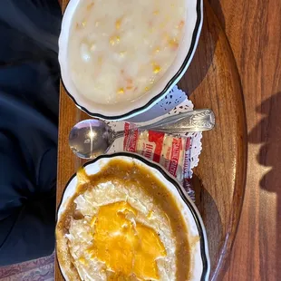 Chili pot pie meal, with chowder