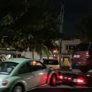 Teddy&apos;s Burgers parking lot. 2 cars towed in less than 5 mins. $300. cash only to get your car back.
