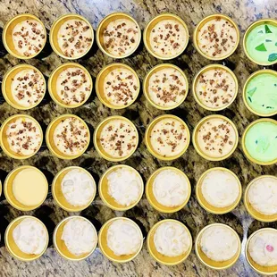 Mini flan, mini fruit salad, mini buko pandan, mini maja blanca