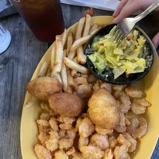 Fried shrimp plate with sides