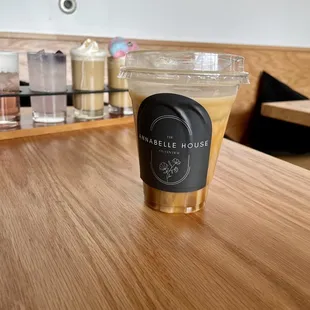 iced macchiato with oat milk