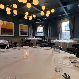 a table set for a formal dinner