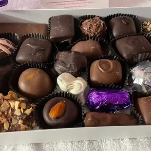 1 pound of Annabel&apos;s chocolate equals $28. I could not post this picture earlier until I gave it to my friend it was her gift