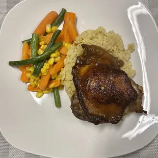 Adobo chicken with couscous