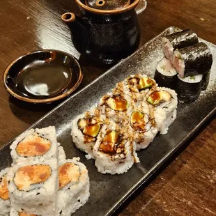 3 roll sushi lunch set - $16 (Feb. 2024) - spicy crunchy tuna, yellowtail scallion, and eel avocado