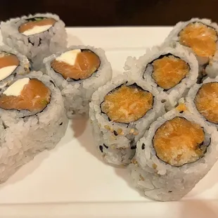 Philadelphia Roll and spicy salmon