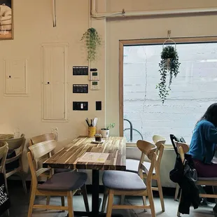 Windows on two sides with bike parking