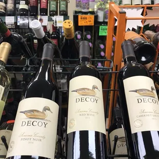 bottles of wine on display