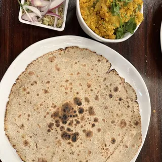 Zunka (Dry Besan / Chana Flour) Bhakri and Thecha