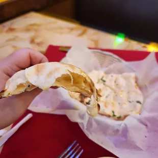 a hand holding a pita