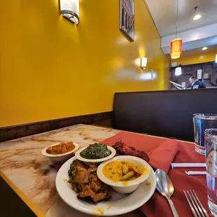 two plates of food on a table