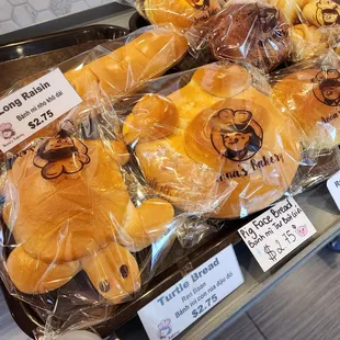 a display of baked goods