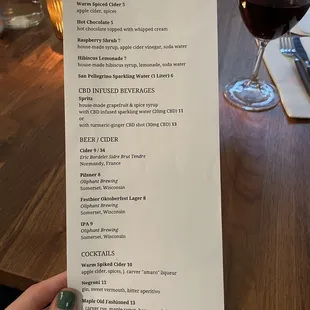 Drink menu