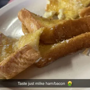don&apos;t make the French toast after making the ham on the griddle because it tasted like &quot;HAM&quot; and I&apos;m a vegetarian!!!   so I won&apos;t be back