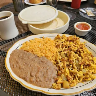 Chorizo, potatoes, egg scramble