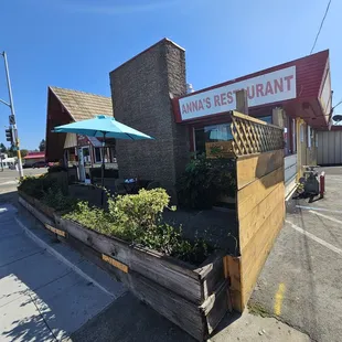 Outside Seating With An Umbrella For Shade