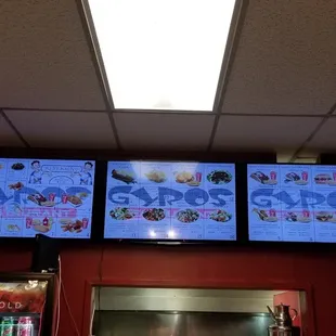 menus on the wall