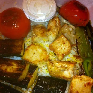 Chicken kabob dinner