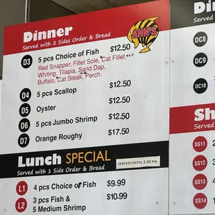 Dinner and Lunch Menu