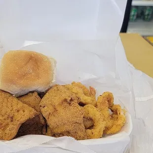 a basket of fried food